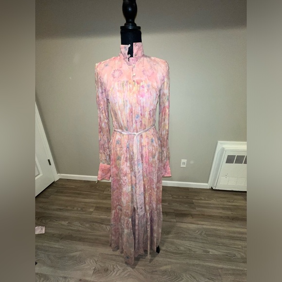 Falguni Shane Peacock Floral Pink Gown/Maxi Dress - Picture 1 of 5